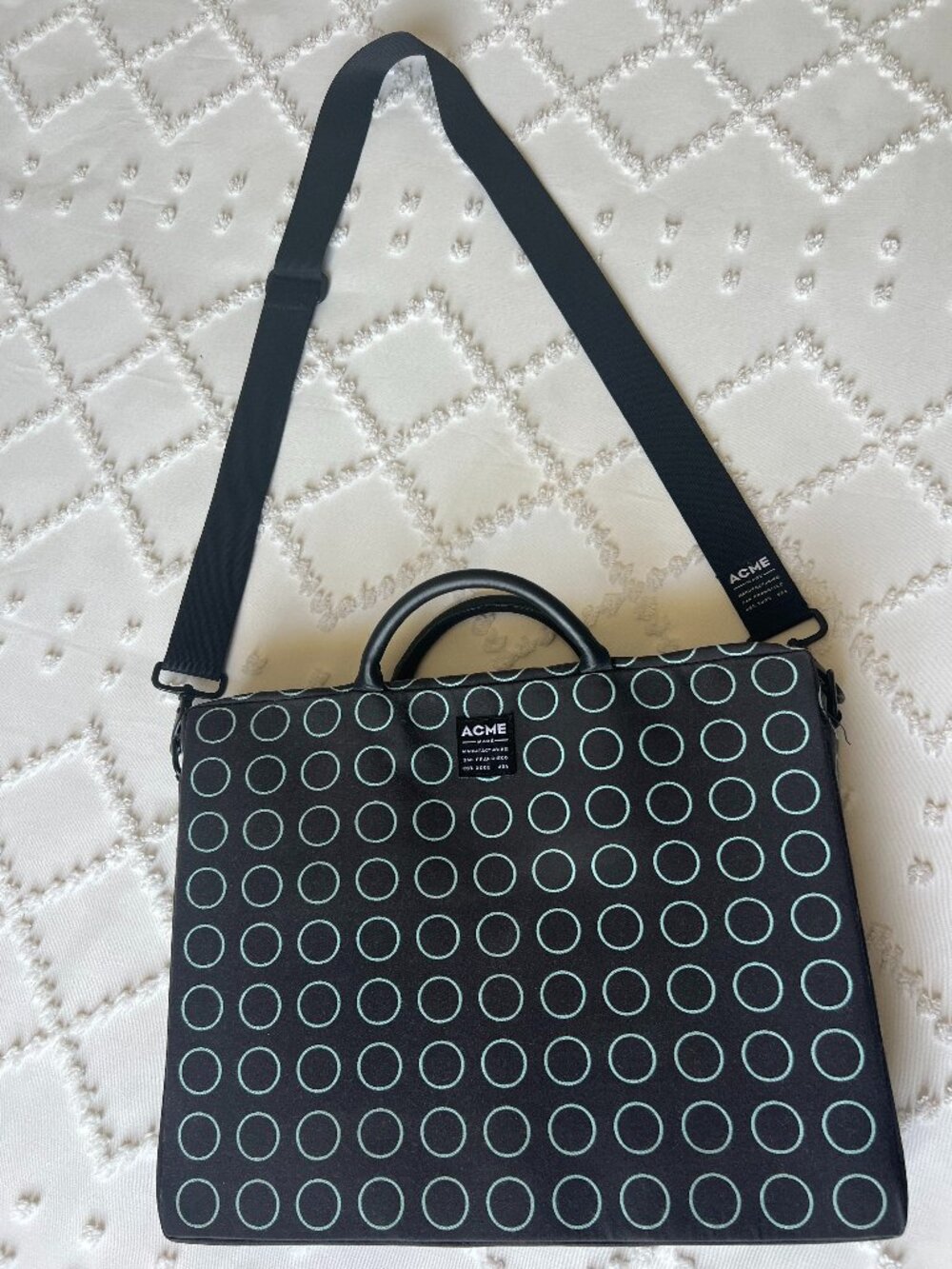 ACME Padded Tote Laptops, Tables, Documents, Accessories BLACK & TEAL 12"Hx 15"W